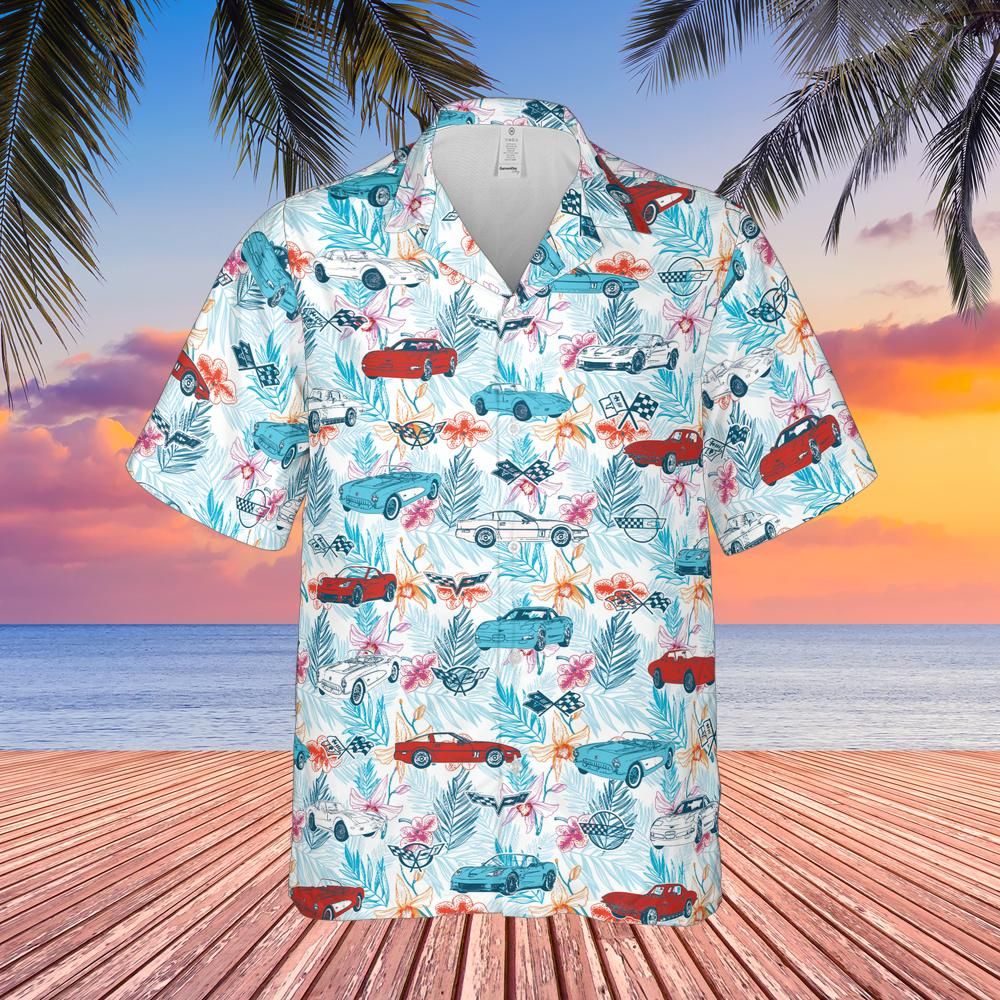 Men's Corvette Generations Multicolor Hawaiian Shirt