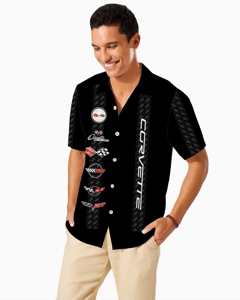 Corvette Generations Hawaiian Shirt - Midnight Black