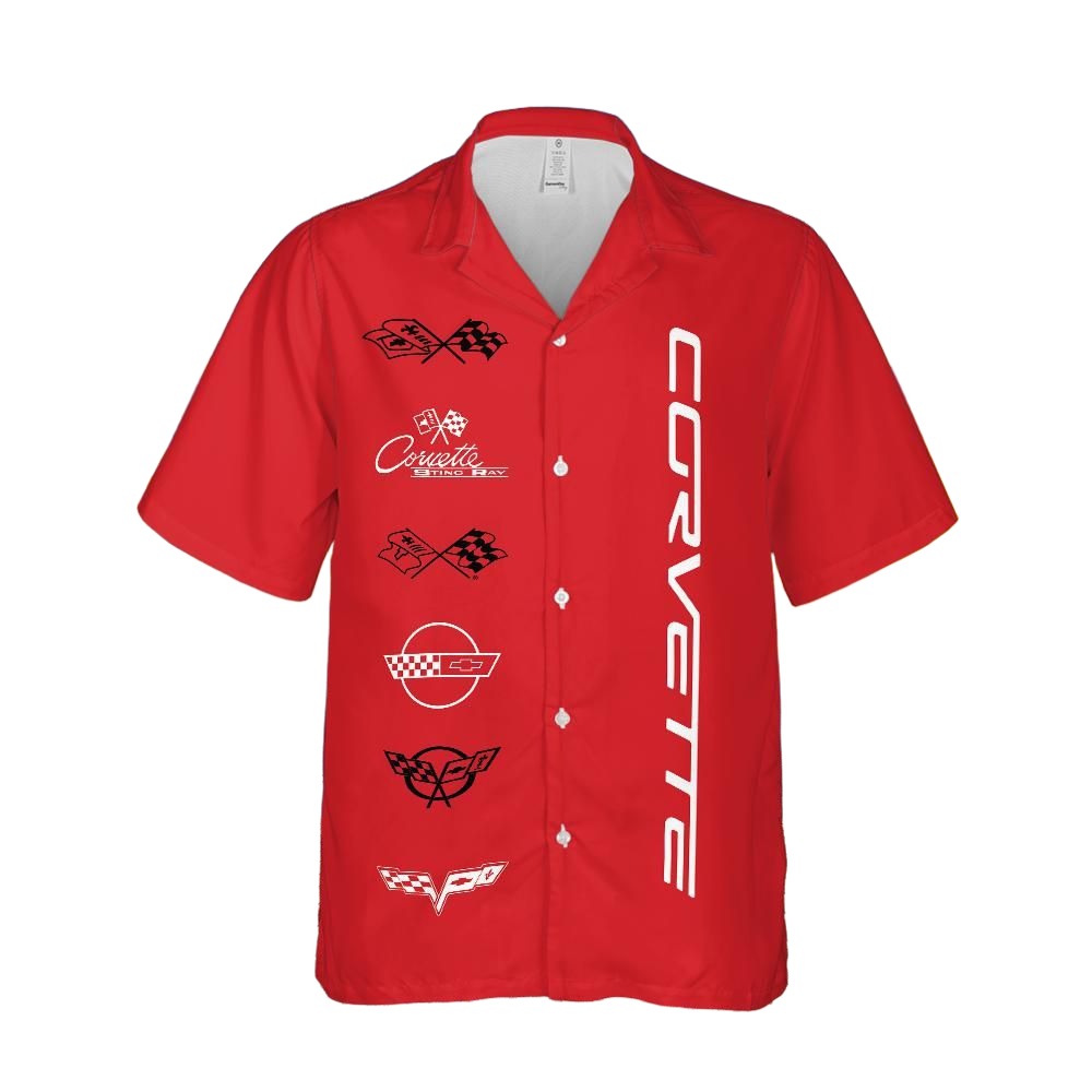 Corvette Generations Hawaiian Shirt - Bright Red