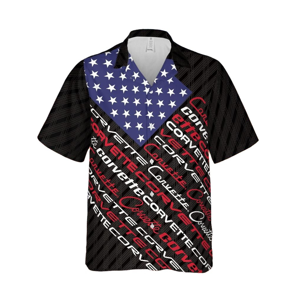 Corvette Generations Hawaiian Shirt - Charcoal Flag Stripes