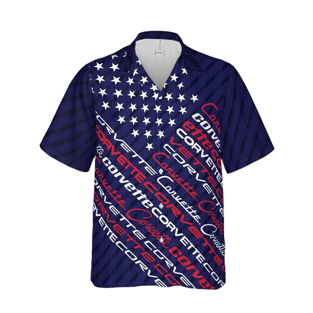 Corvette Generations Hawaiian Shirt - Navy Flag Stripes