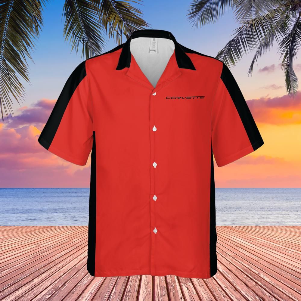 Chevrolet Corvette Hawaiian Shirt Victory Red and Black