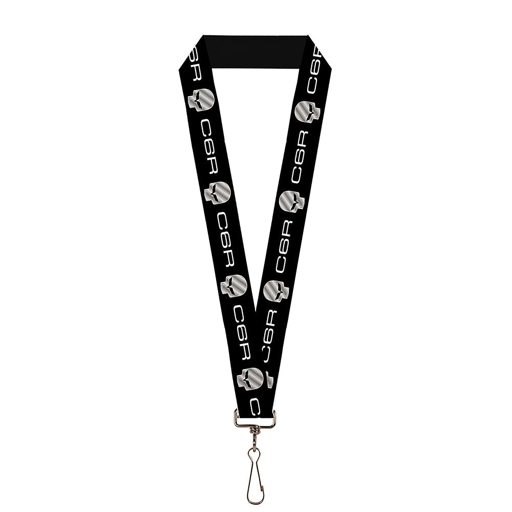 C6R Corvette Racing Jake Skull Logo Black & Silver Lanyard - 1.0"