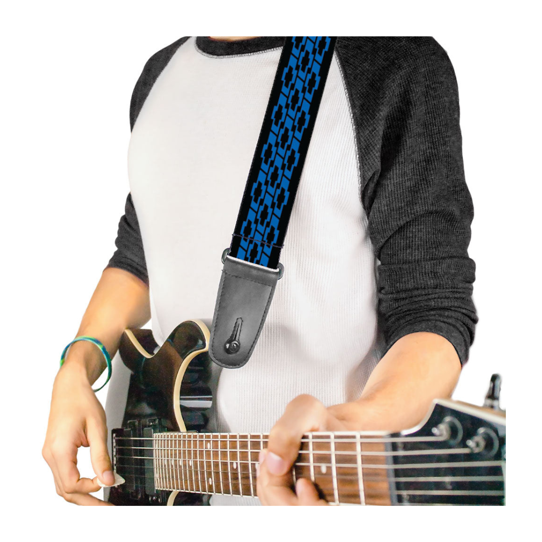 Chevy Bowties 3-Row Black & Blue Guitar Strap