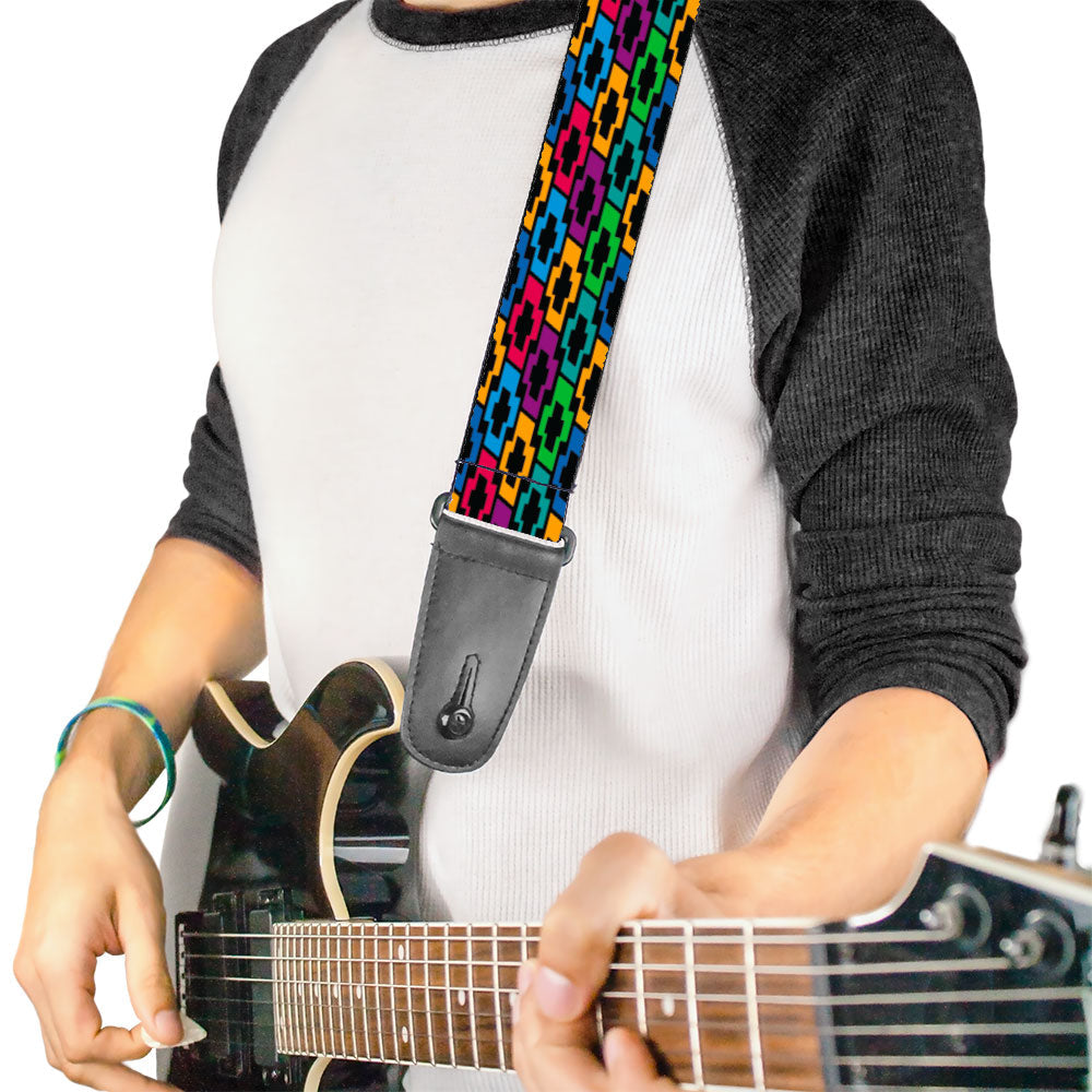 Chevy Bowties 5-Row Black & Multi Color Guitar Strap