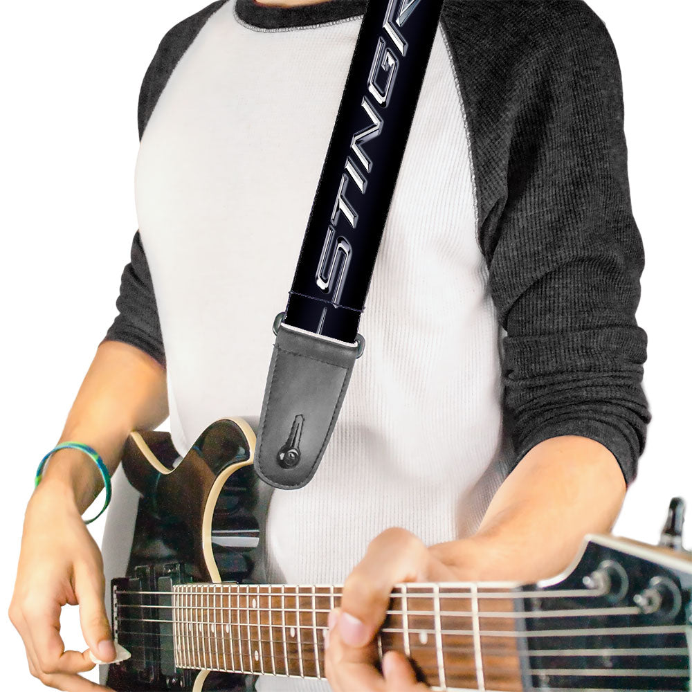 Guitar Strap - C7 STINGRAY Logo Black Silver