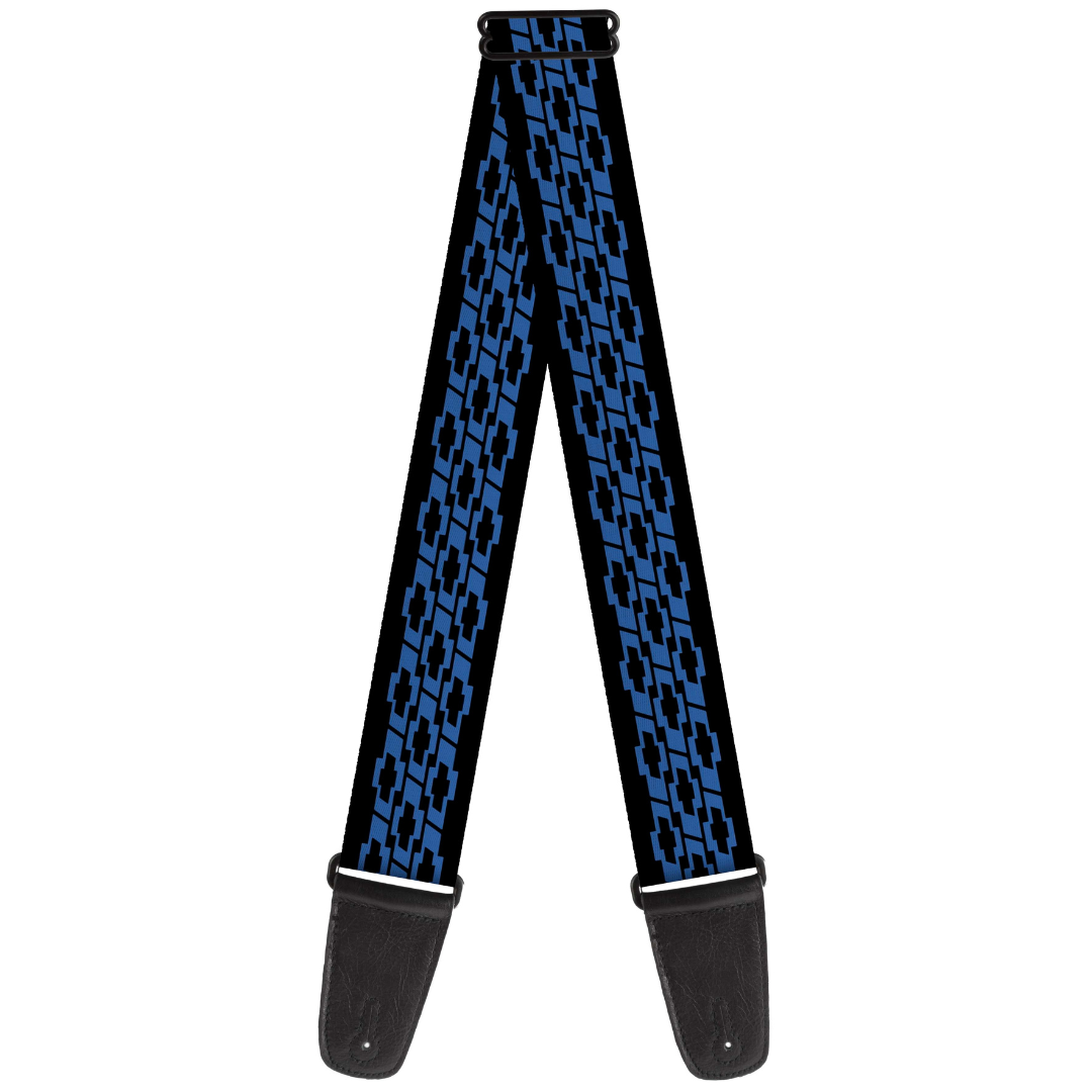 Chevy Bowties 3-Row Black & Blue Guitar Strap