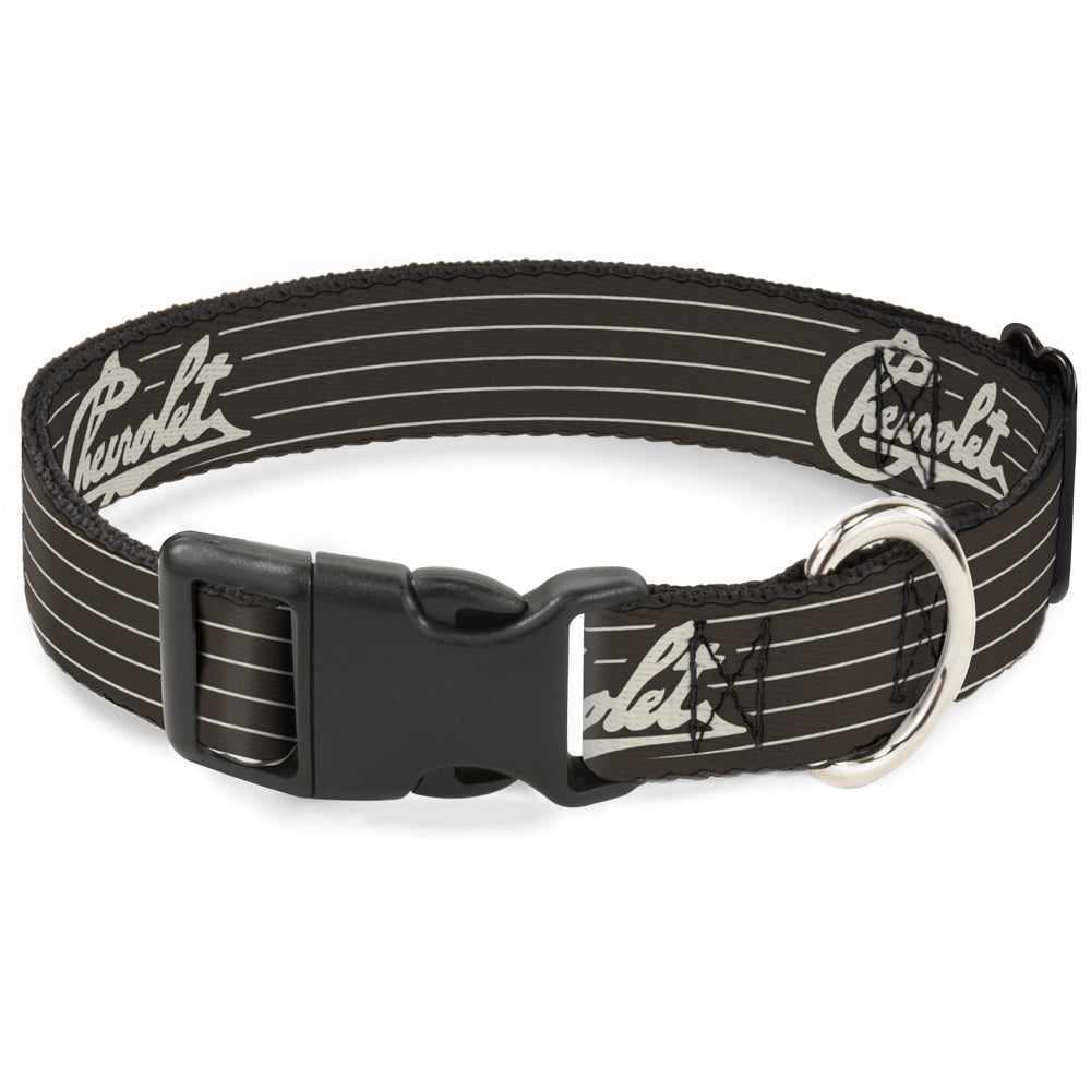 Chevrolet Heritage Script Striped Charcoal & Tan Plastic Clip Collar