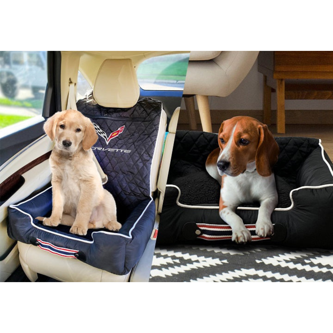 C6 Corvette Crossed Flags Pet Bed And Seat Cover
