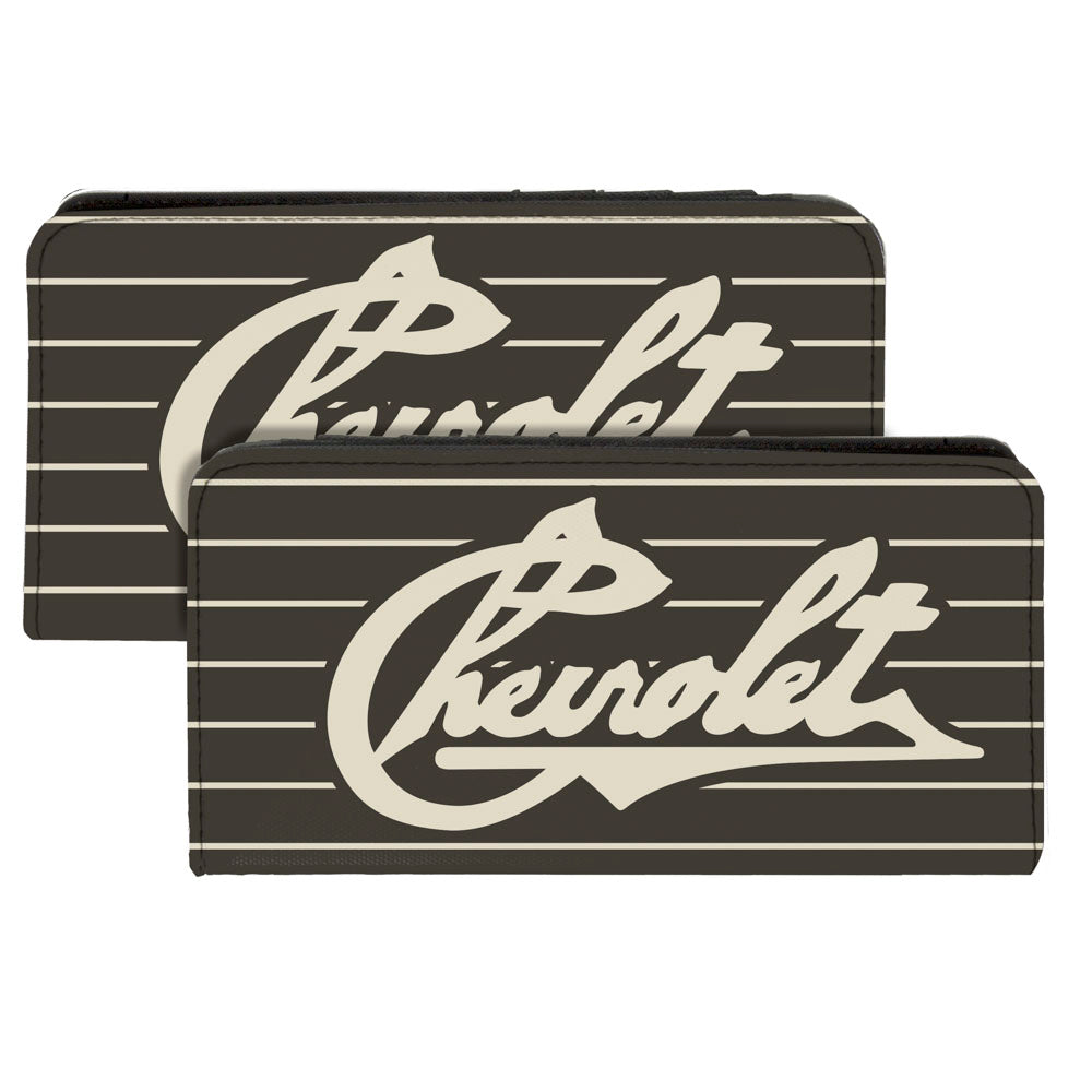 Chevrolet Heritage Script Stripes Charcoal & Tan Canvas Snap Wallet
