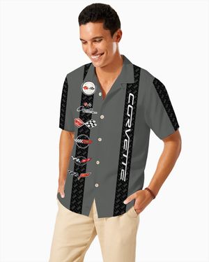 Corvette Generations Hawaiian Shirt - Charcoal Grey