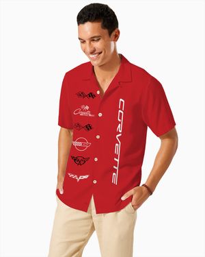 Corvette Generations Hawaiian Shirt - Bright Red