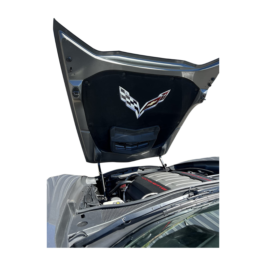 2014-2019 Corvette Underhood Liner Emblem - Full Color on Stainless Steel