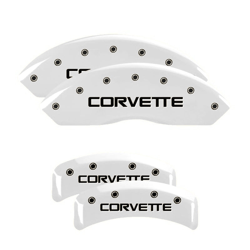 C4 Corvette Script, White - C4 Corvette MGP Brake Caliper Covers