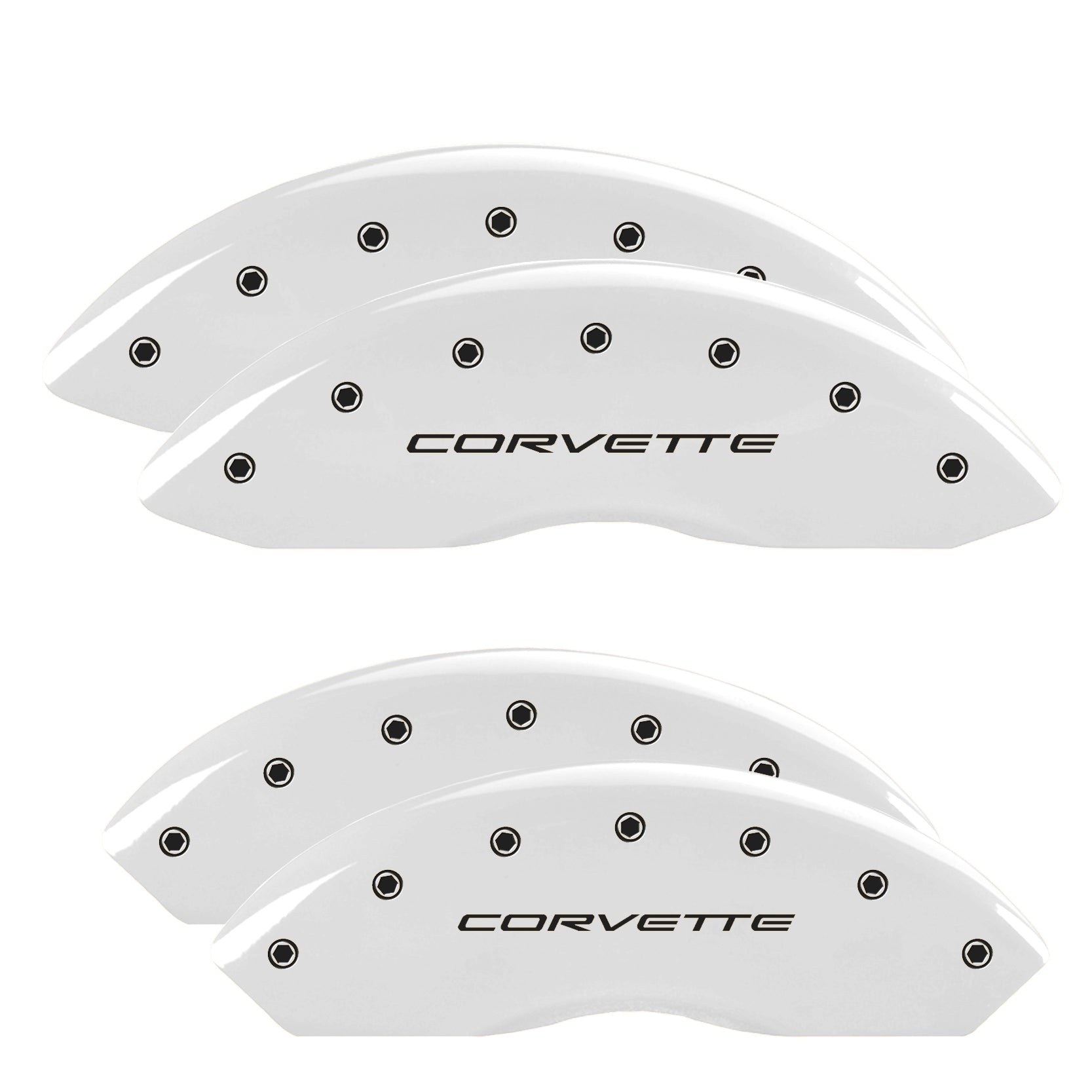 C5 Corvette Script, White - C5 Corvette MGP Brake Caliper Covers