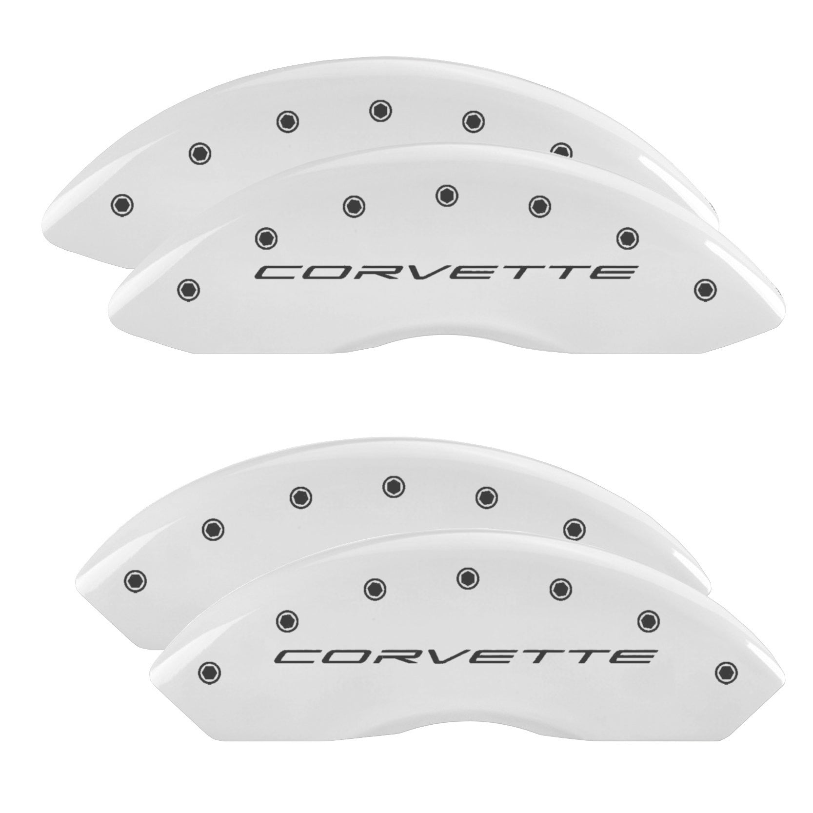 Corvette Wordmark C8, White - C8 Corvette 6-Piece MGP Brake Caliper Covers