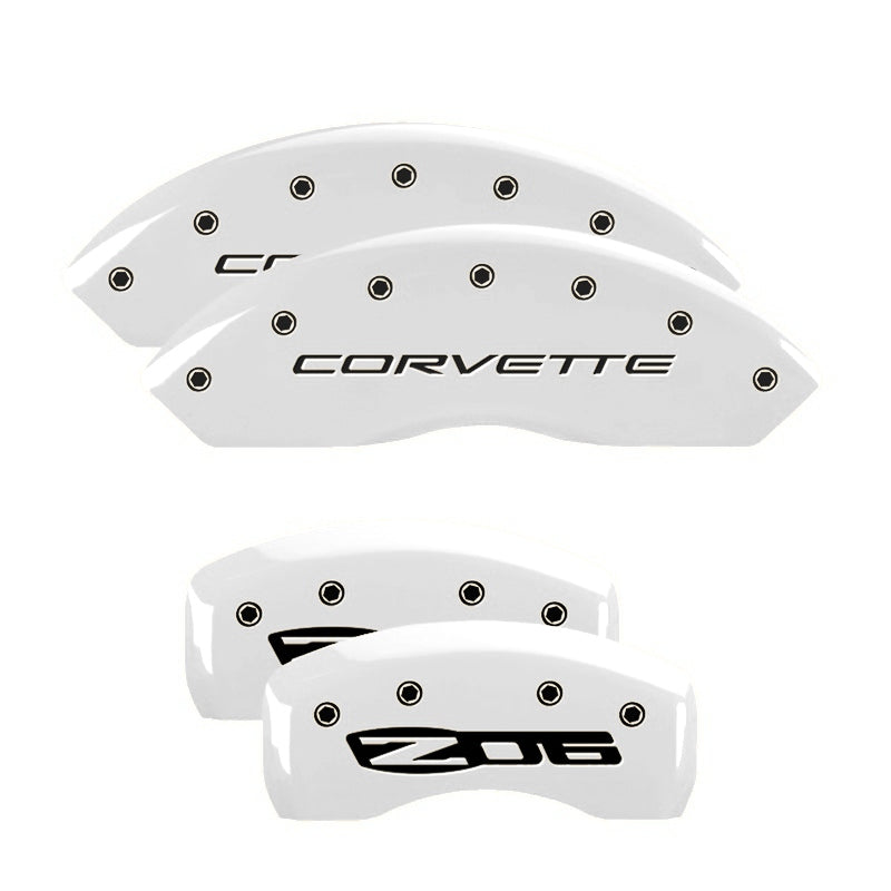 C5 Corvette Script Front / Z06 Rear, White - C5 Corvette MGP Brake Caliper Covers