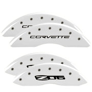 C6 Corvette Script Front / Z06 Rear, White - C6 Corvette Z06 Grand Sport MGP Brake Caliper Covers