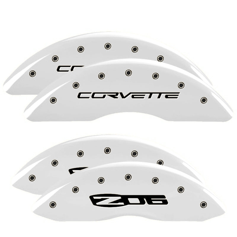 C6 Corvette Script Front / Z06 Rear, White - C6 Corvette Z06 Grand Sport MGP Brake Caliper Covers