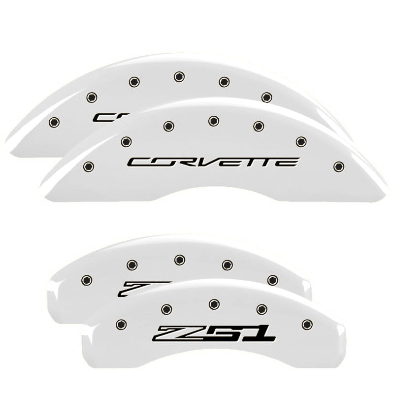 C7 Corvette Script Front / Z51 Rear, White - C7 Corvette Stingray MGP Brake Caliper Covers
