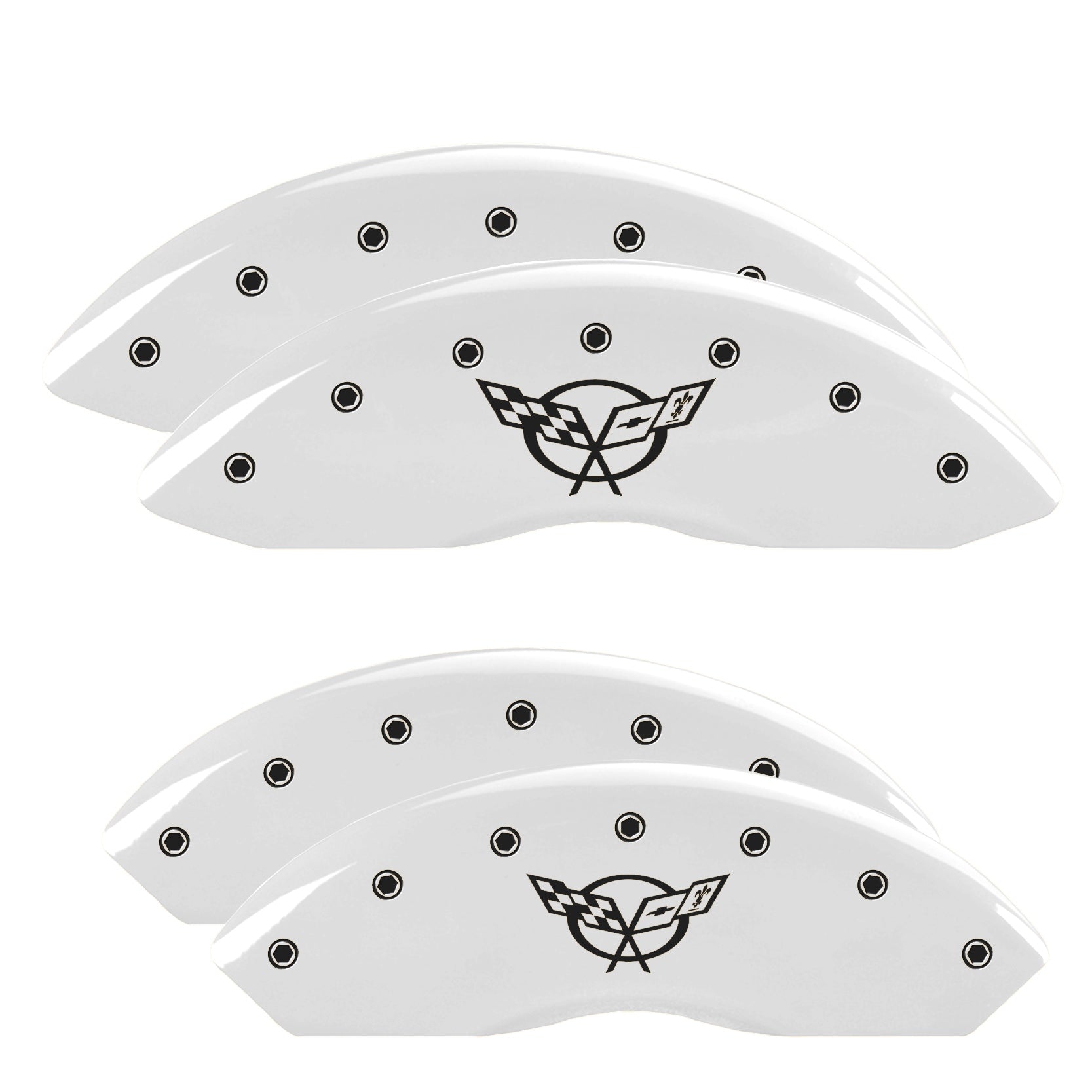 C5 Cross Flags Emblem, White - C5 Corvette MGP Brake Caliper Covers