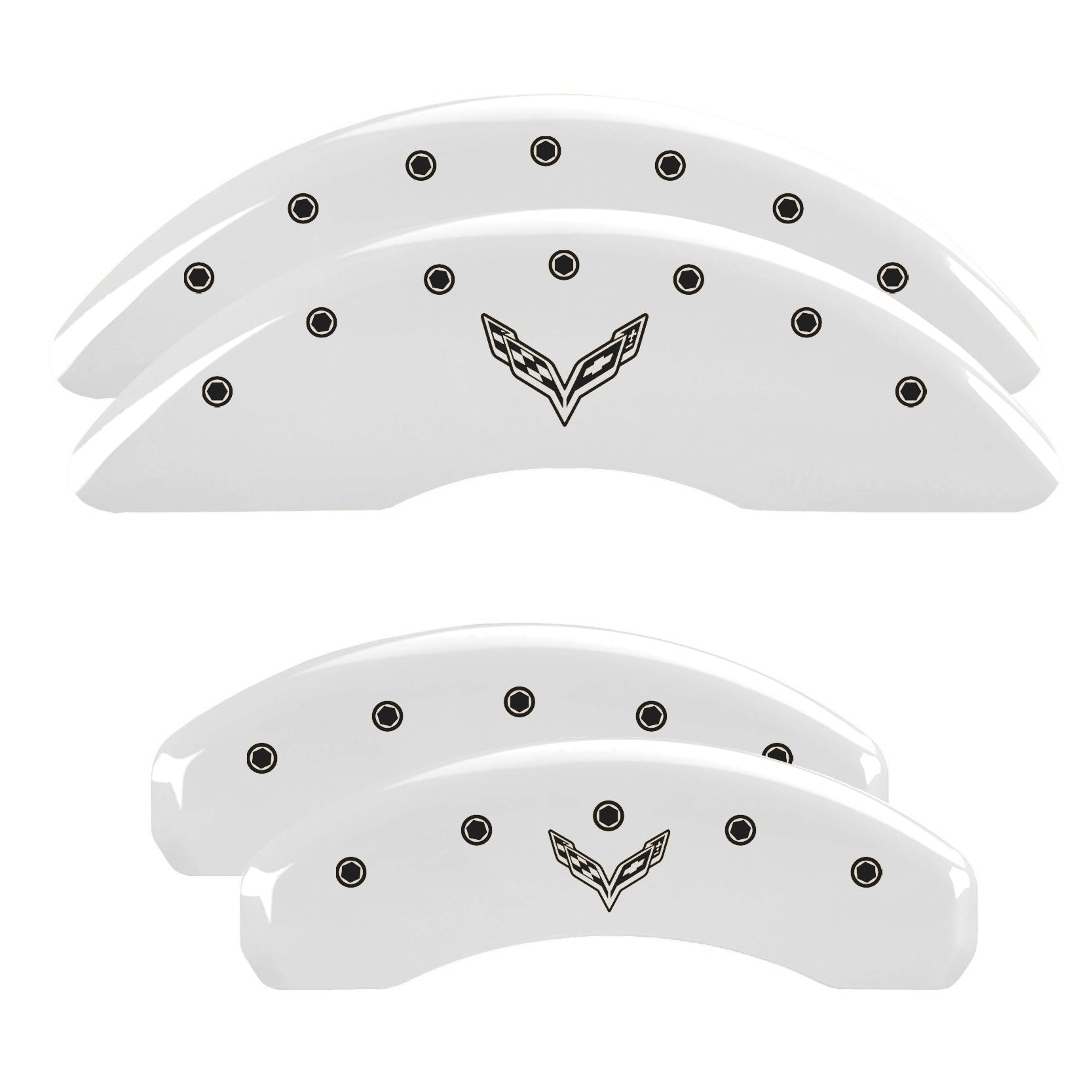 C7 Cross Flags Emblem, White - C7 Corvette Stingray MGP Brake Caliper Covers
