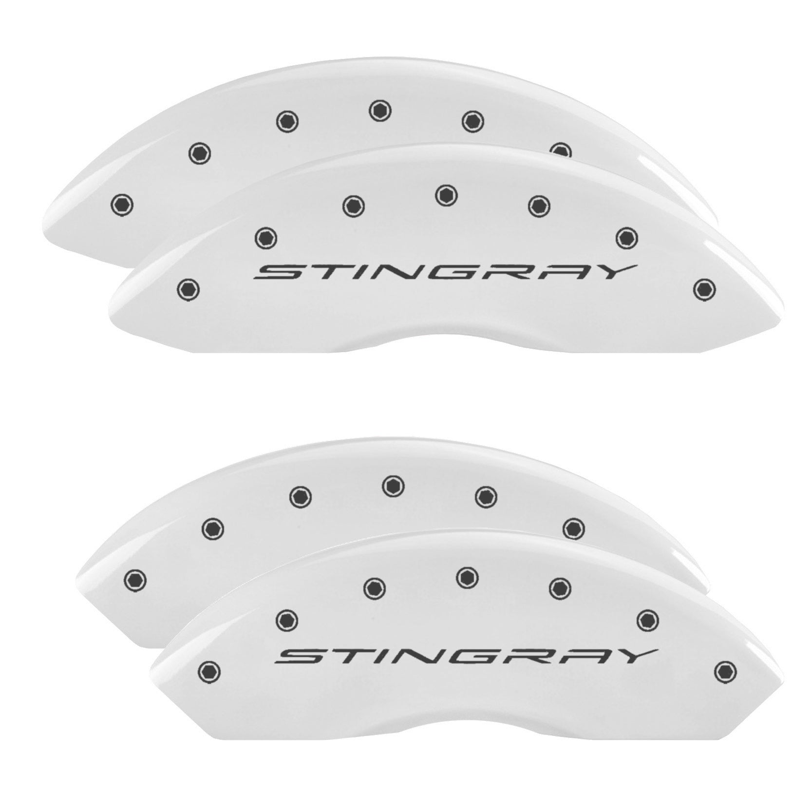 Stingray Wordmark C8, White - C8 Corvette 6-Piece MGP Brake Caliper Covers