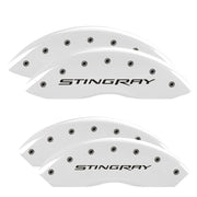 C7 Stingray Script, White - C7 Corvette Stingray MGP Brake Caliper Covers
