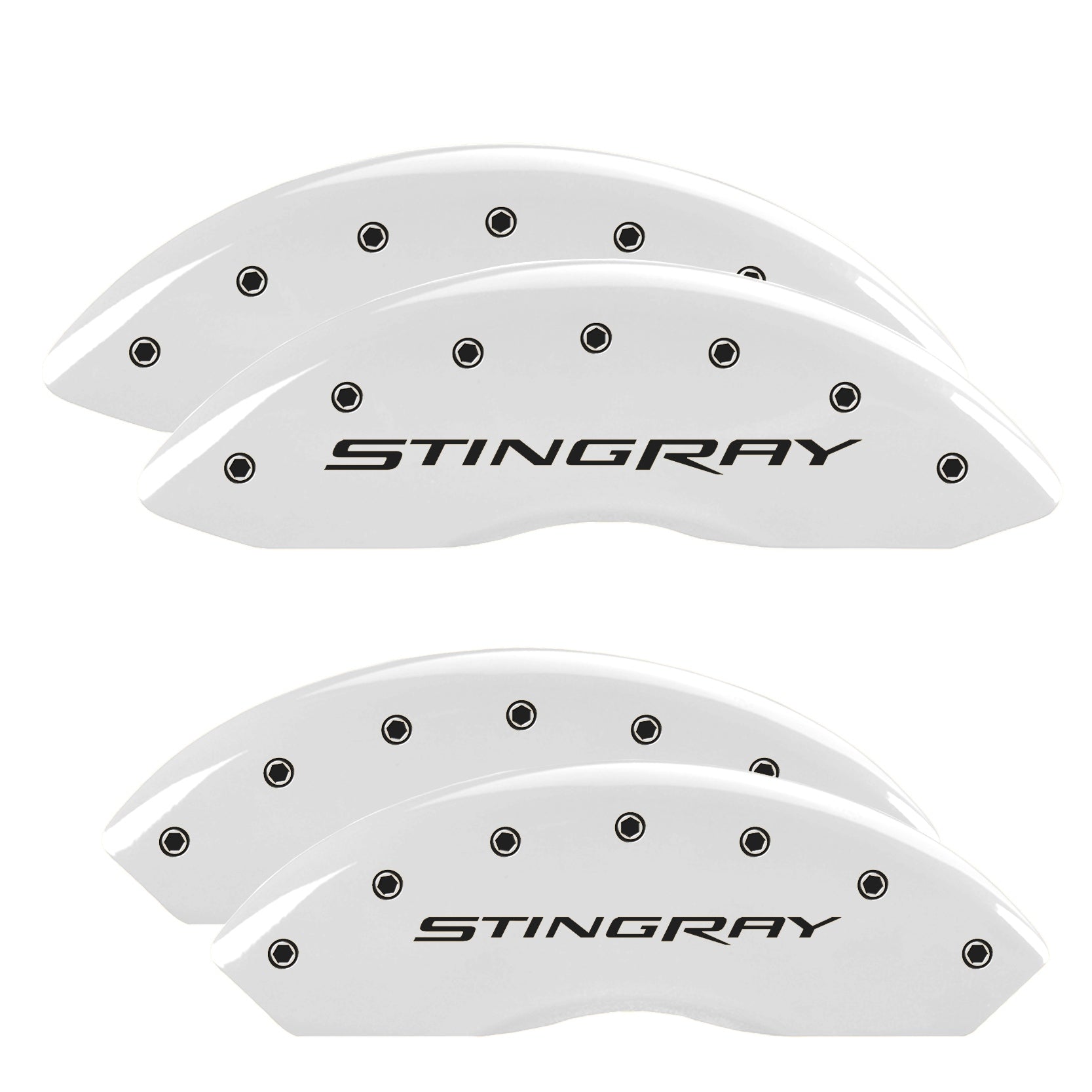 C7 Stingray Script, White - C7 Corvette Stingray MGP Brake Caliper Covers
