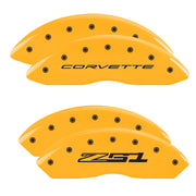 Corvette C8 Wordmark Front / Z51 Style 2 Rear, Yellow - C8 Corvette 4-Piece MGP Brake Caliper Covers