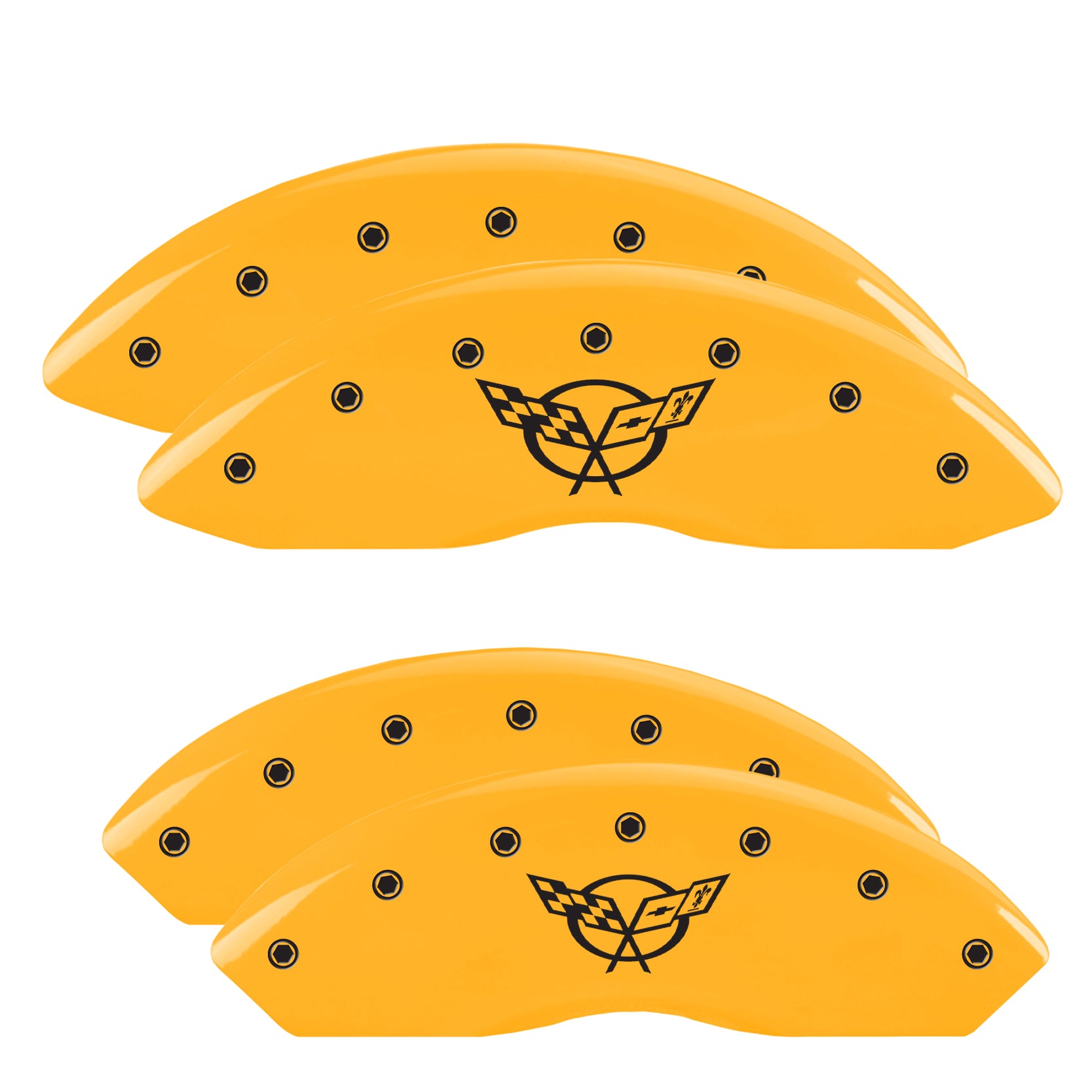C5 Cross Flags Emblem, Yellow - C5 Corvette MGP Brake Caliper Covers