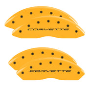 Corvette C8 Logo, Yellow - C8 Corvette 6-Piece MGP Brake Caliper Covers