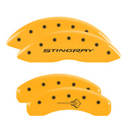 C7 Stingray Script Front / Stingray Emblem Rear, Yellow - C7 Corvette Stingray MGP Brake Caliper Covers