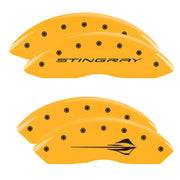 STINGRAY Wordmark Front / Stingray Emblem Rear, Yellow - C8 Corvette 4-Piece MGP Brake Caliper Covers