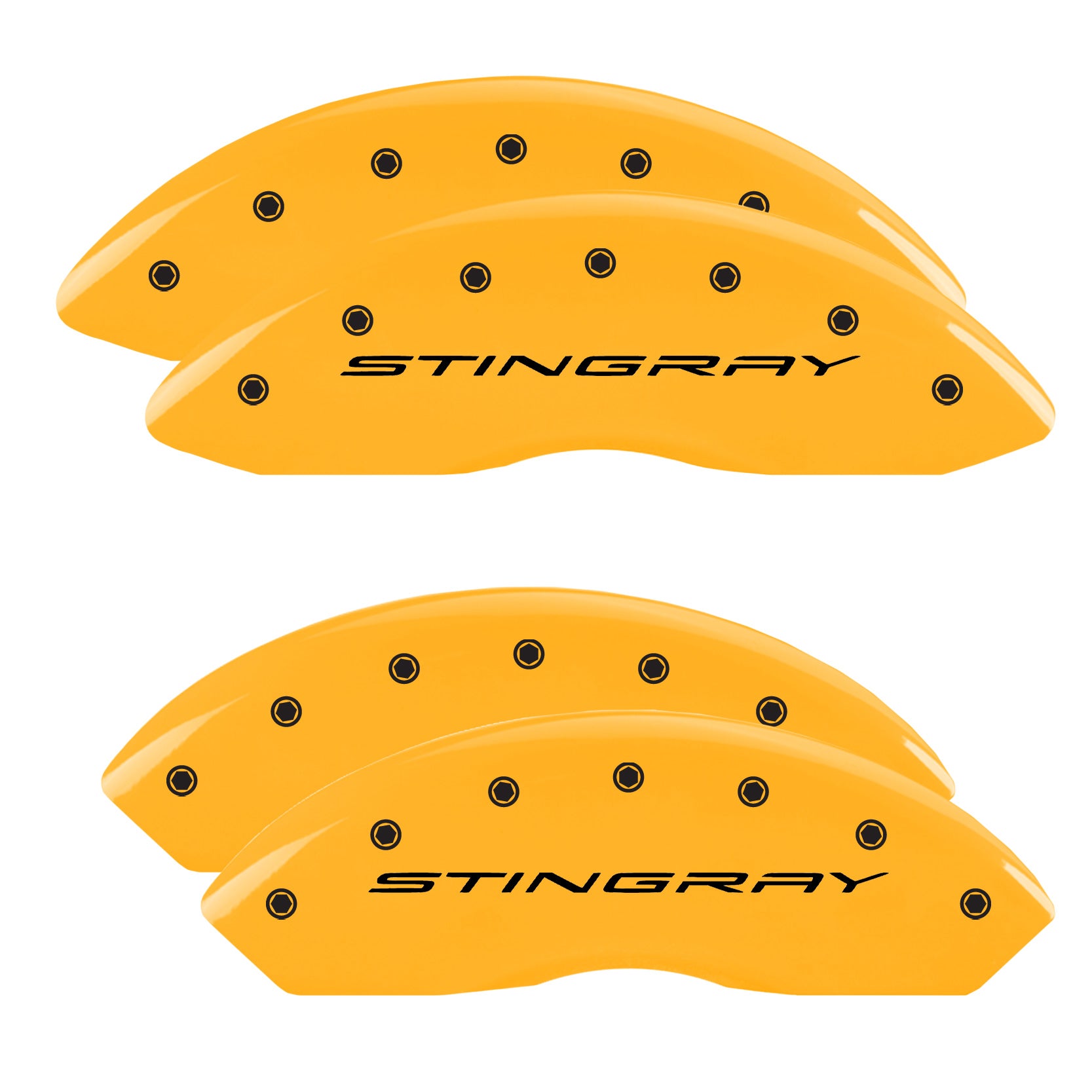 STINGRAY Wordmark C8, Yellow - C8 Corvette 4-Piece MGP Brake Caliper Covers