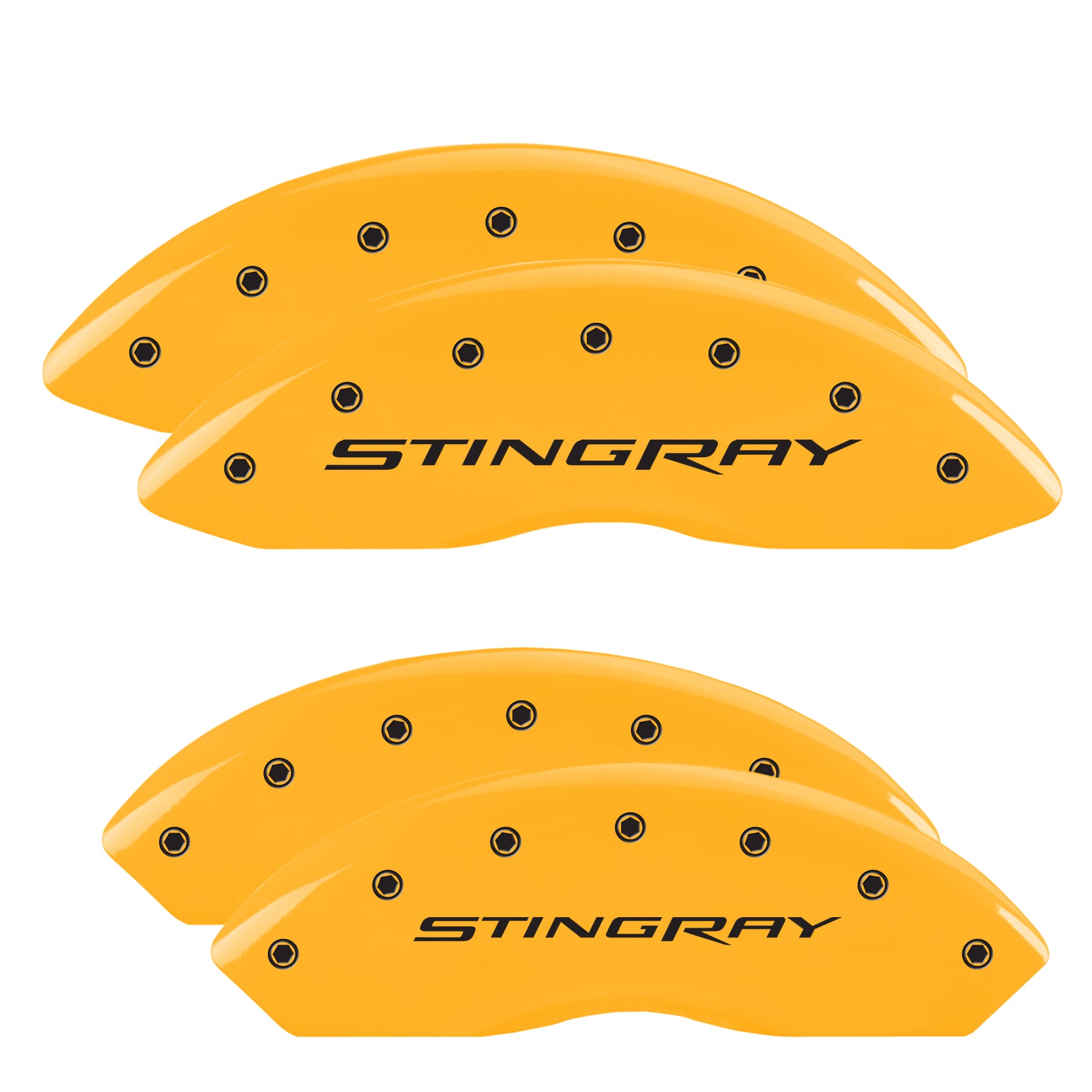 C7 Stingray Script, Yellow - C7 Corvette Stingray MGP Brake Caliper Covers