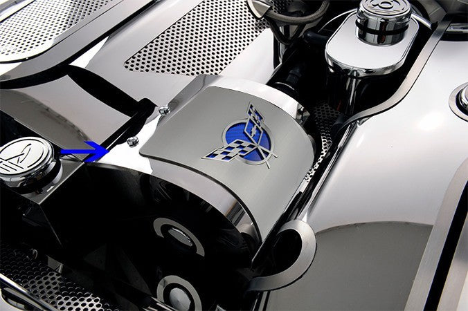 C5 Corvette | Alternator Cover Deluxe Crossed Flags | 1997-2004 - [Corvette Store Online]