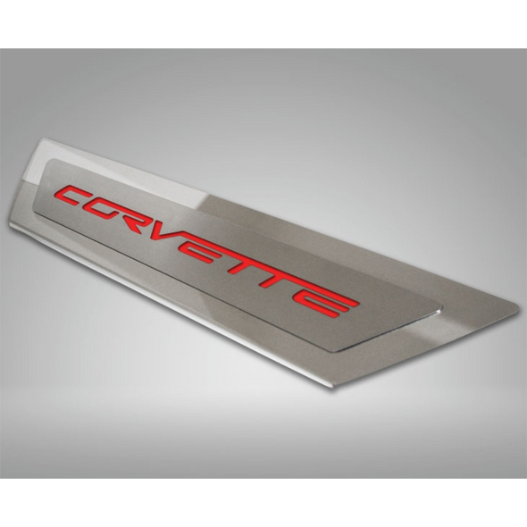 C6 Corvette Outer Doorsills Polished Stainless Steel w/ Carbon Fiber Inlay