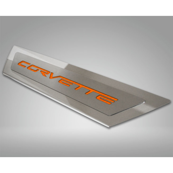 C6 Corvette Outer Doorsills Polished Stainless Steel w/ Carbon Fiber Inlay