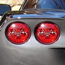 C6 Corvette | Taillight Covers | Polished | Tribal Skull | 4 pc | 2005-2013 - [Corvette Store Online]