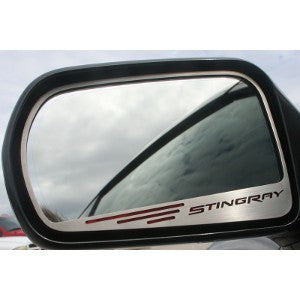 C7 Corvette Stingray | 2pc | Side View Mirror Trim | Stingray Lettering - [Corvette Store Online]