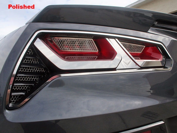 C7 Corvette | 8pc Tail Light Bezel Trim | Etched Emblem - [Corvette Store Online]