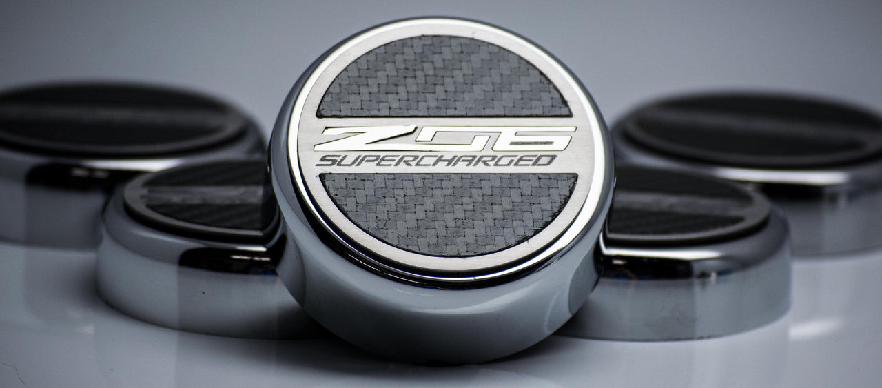 C7 Corvette 'Z06 SUPERCHARGED' Fluid Cap Cover Set | Carbon Fiber