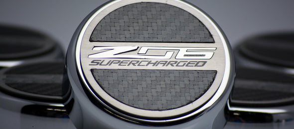 C7 Corvette 'Z06 SUPERCHARGED' Fluid Cap Cover Set | Carbon Fiber