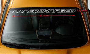 1953-2023 Universal SUPERCHARGED Script Windshield Decal - Outlined Lettering - 36in - Gloss Black