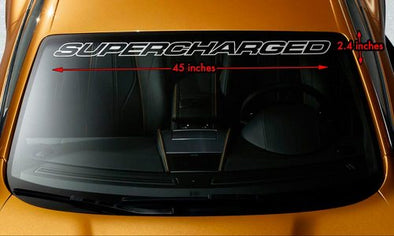 SUPERCHARGED-Script-Windshield-Decal---Outlined-Lettering---36in---Gloss-White-111V03-Corvette-Store-Online