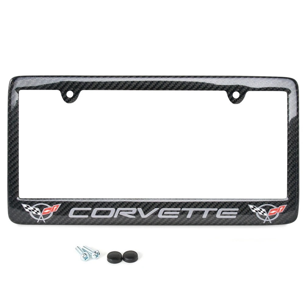 C5 Corvette Carbon Fiber  w/Double Logo License Plate Frame