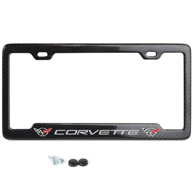 C5 Corvette Carbon Fiber Logo License Plate Frame -Notched