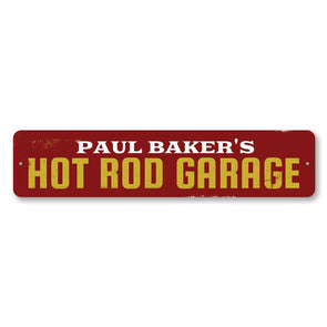 Personalized Hot Rod Garage - Aluminum Street Sign