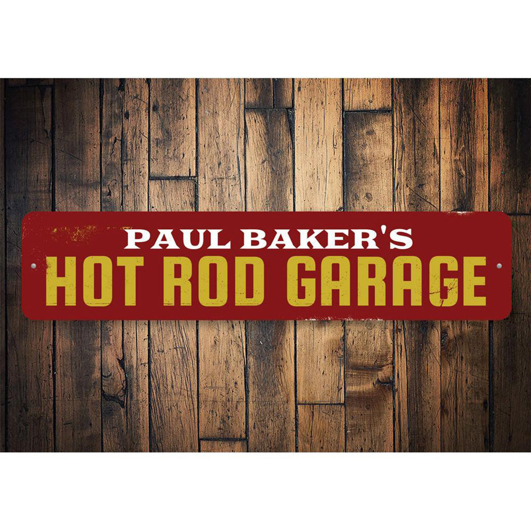 Personalized Hot Rod Garage - Aluminum Street Sign